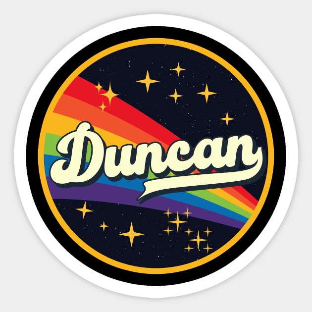 Duncan // Rainbow In Space Vintage Style Sticker by LMW Art